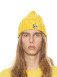 Knit Hat With Black And White In Maize - Yellow