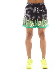 Mesh Athletic Short In Paisley Flame