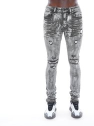 Punk Super Skinny Belted Stretch Jeans In Sheetrock - Black