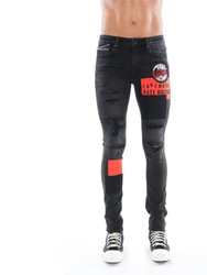 Punk Super Skinny Jeans In Black - Black