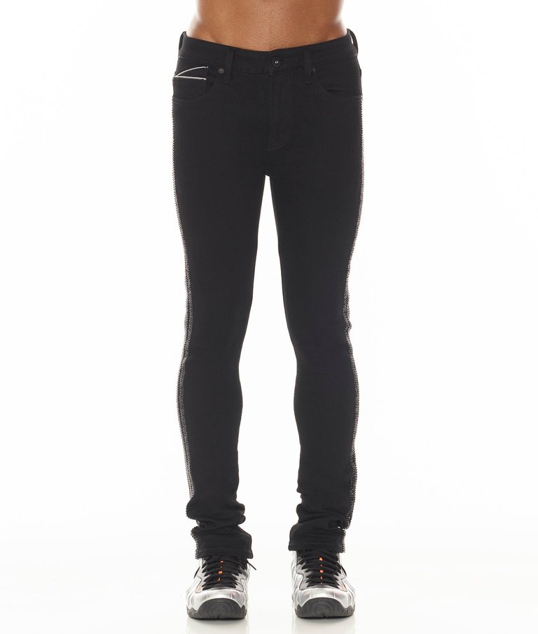 Punk Super Skinny Jeans In Crystal  - Black