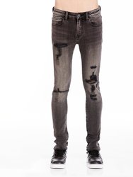 Punk Super Skinny Jeans In Flint Black - Black