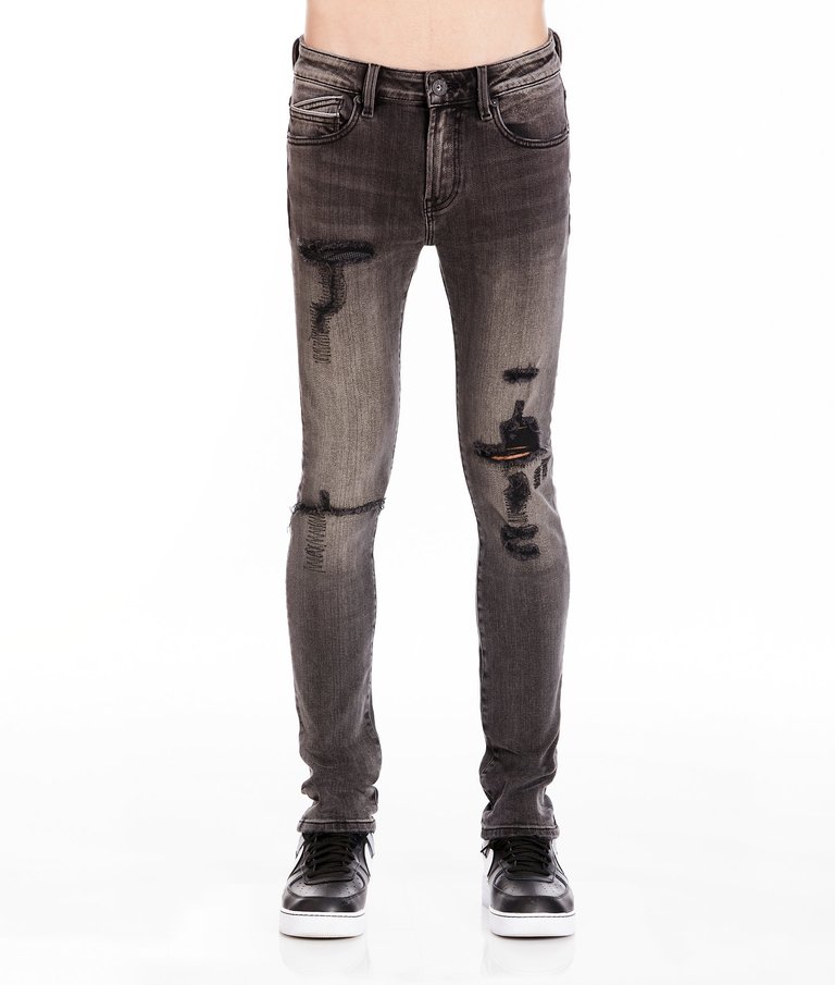 Punk Super Skinny Jeans In Flint Black - Black