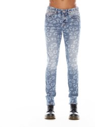 Punk Super Skinny Jeans In Leopard - Blue