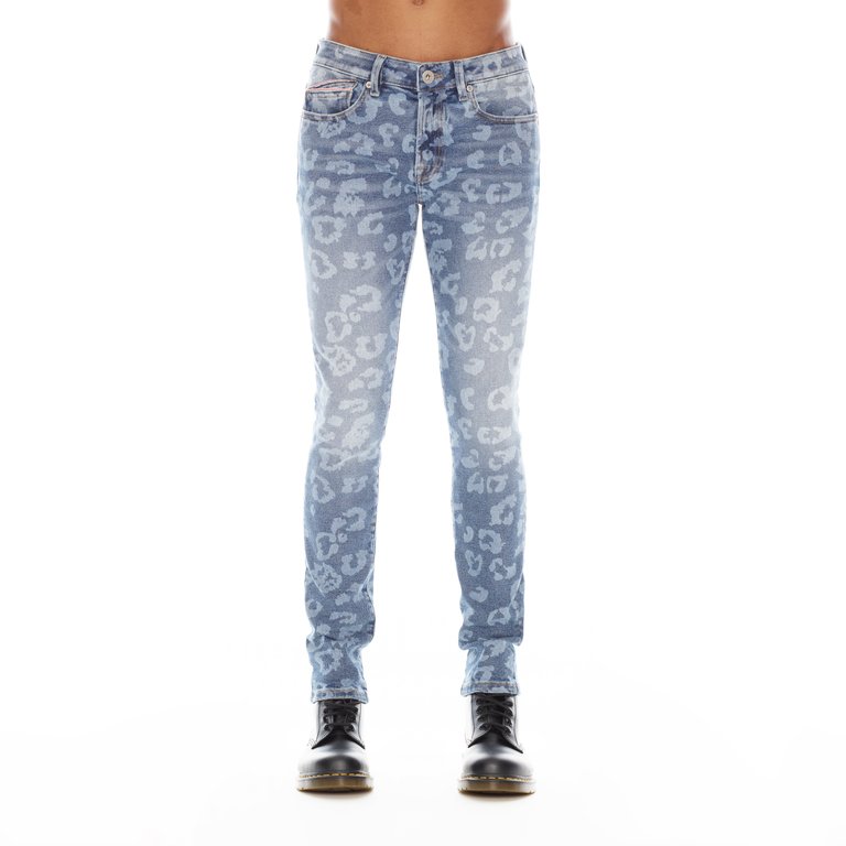 Punk Super Skinny Jeans In Leopard - Blue