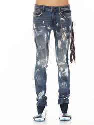 Punk Super Skinny Jeans - Leopard - Blue