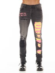 Punk Super Skinny "Sex Pistols" Jeans In Bollocks - Black