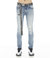 Punk Super Skinny Stretch Jeans With White Belt - Blue