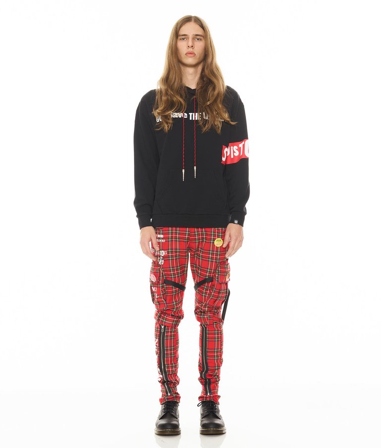 Rocker Cargo "Sex Pistols" Pant In Plaid - Red