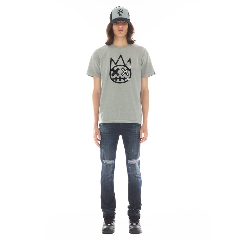 Shimuchan Logo Short Sleeve Crew Neck Tee In Vintage Grey