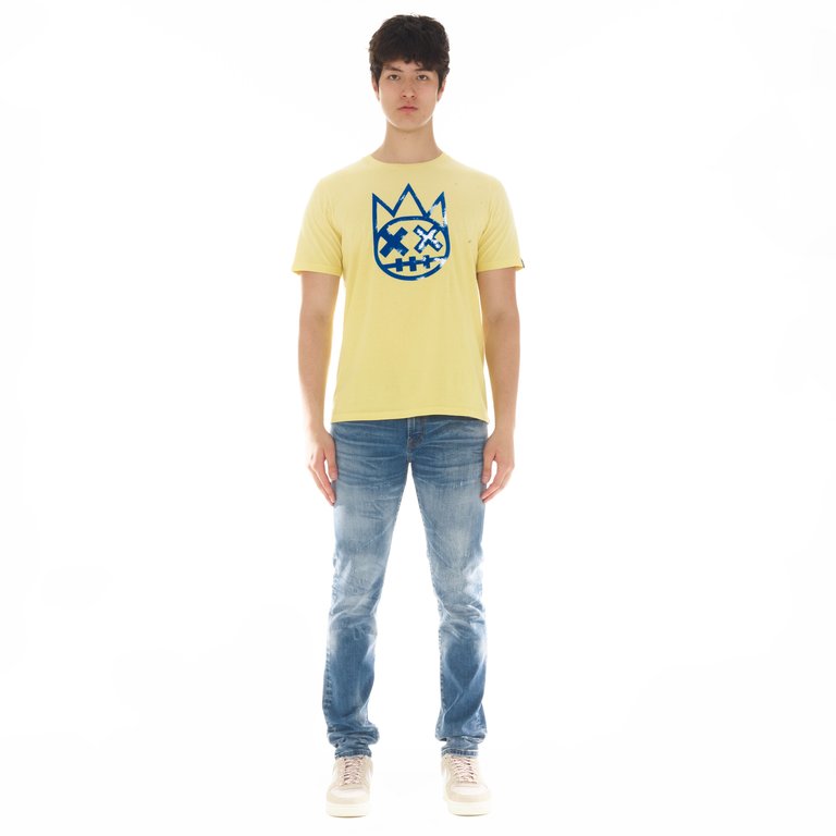 Shimuchan Logo Short Sleeve Crew Neck Tee In Vintage Yellow - Yellow