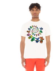 Short Sleeve Crew Neck Tee  "Dancing Bears" - White