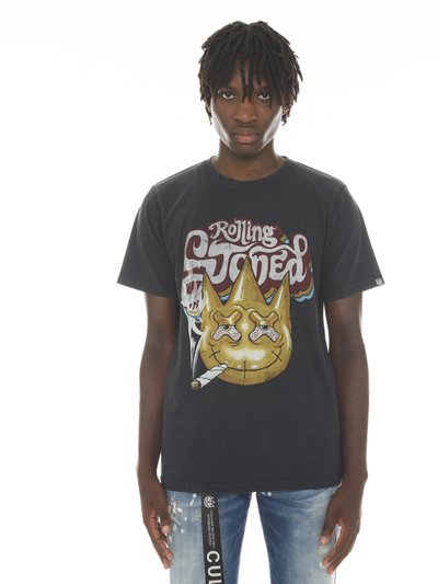 Cult of Individuality Short Sleeve Crew Neck Tee "Rolling Stoned" In Black/AC Dc Wash product