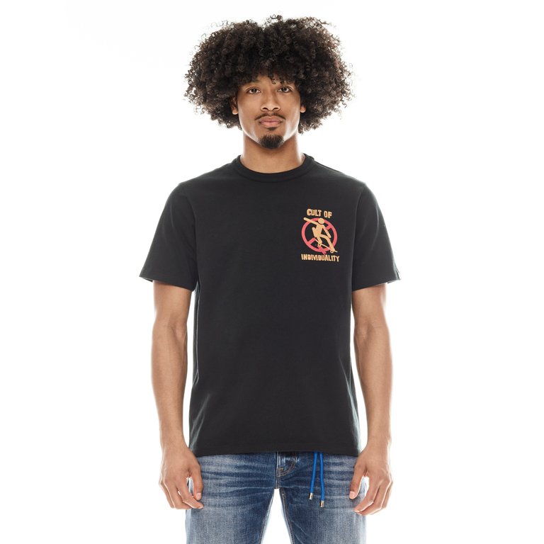 Short Sleeve Crew Neck Tee "Save A Skater" - Black