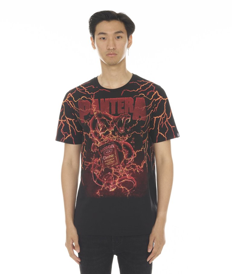 T-shirt Short Sleeve Crew Neck Tee "Whiskey" Pantera - Black