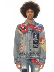 Type Iv Denim Jacket With Double Cuff And Waistband In Basq