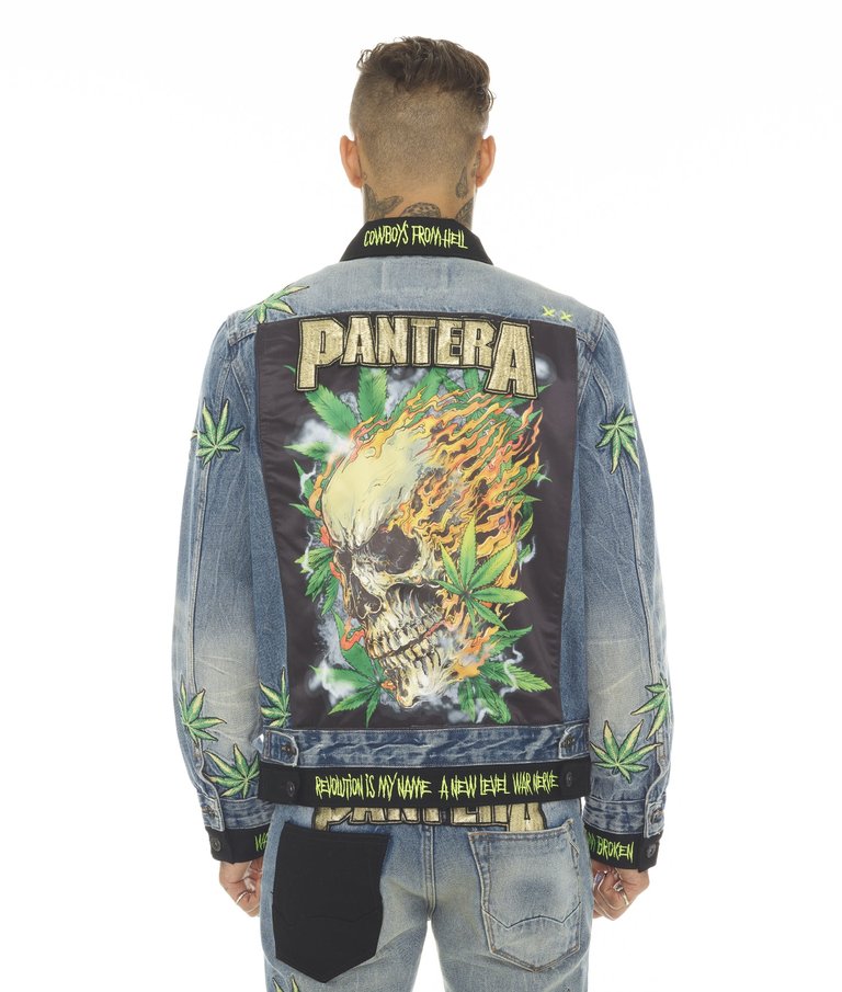 Type IV Denim Jacket With Double Cuff And Waistband Pantera - Blue