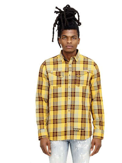 Cult of Individuality "World On Fire" Plaid Woven - Apricot product