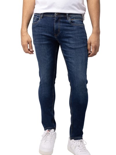 Cultura Azure Mens Basic Casual Stretch Washed Denim Jeans Flex Tapered Leg - Slim Fit - Dark Blue product