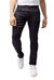 Azure Mens Basic Casual Stretch Washed Denim Jeans Flex Tapered Leg - Slim Fit - Jet Black