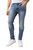 Azure Mens Basic Casual Stretch Washed Denim Jeans Flex Tapered Leg - Slim Fit - 	Medium Blue