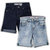 Baby Boys Toddler 2 Pack Fashion Roll Up Stretch Denim Shorts - Blue Black/Light Blue