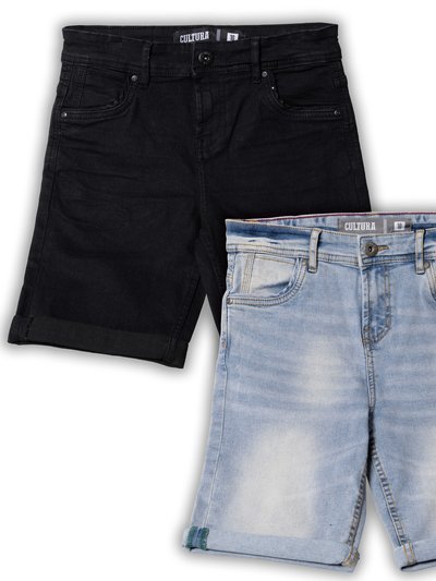 Cultura Big Boys and Little Kids 2 Pack Fashion Roll Up Stretch Denim Shorts product