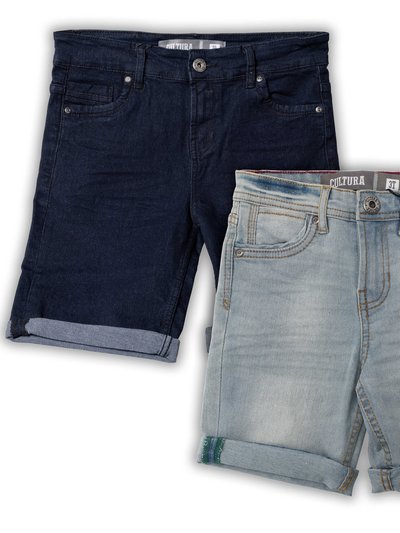 Cultura Big Boys And Little Kids 2 Pack Fashion Roll Up Stretch Denim Shorts product