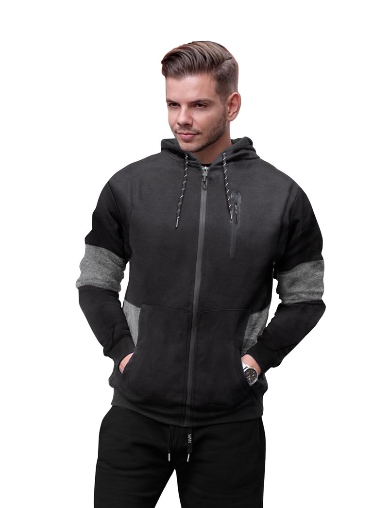 Full Zip Hooded Track Jacket - CMFH-30116 - Black/Charcoal