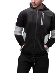 Full Zip Hooded Track Jacket - CMFH-31012 - Black/Heather Grey
