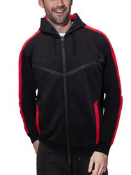 Full Zip Hooded Track Jacket - CMFH-31014 - Black/Red