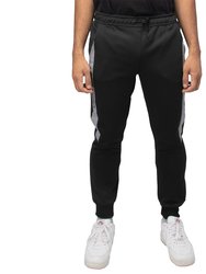 Men's Active Fashion Fleece Jogger Sweatpants With Pockets For Gym Workout And Running - Black/White