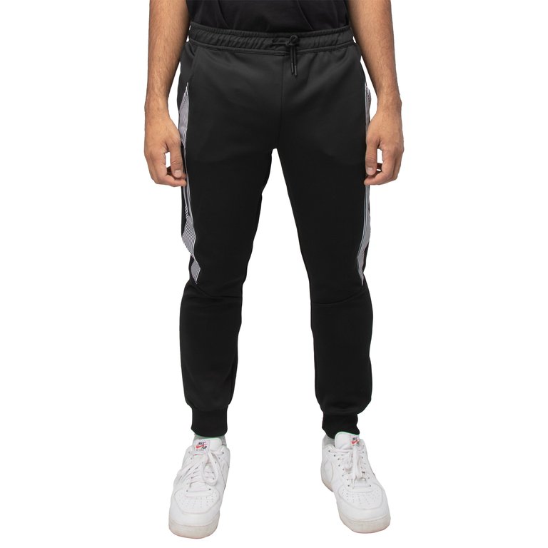 Men's Active Fashion Fleece Jogger Sweatpants With Pockets For Gym Workout And Running - Black/White