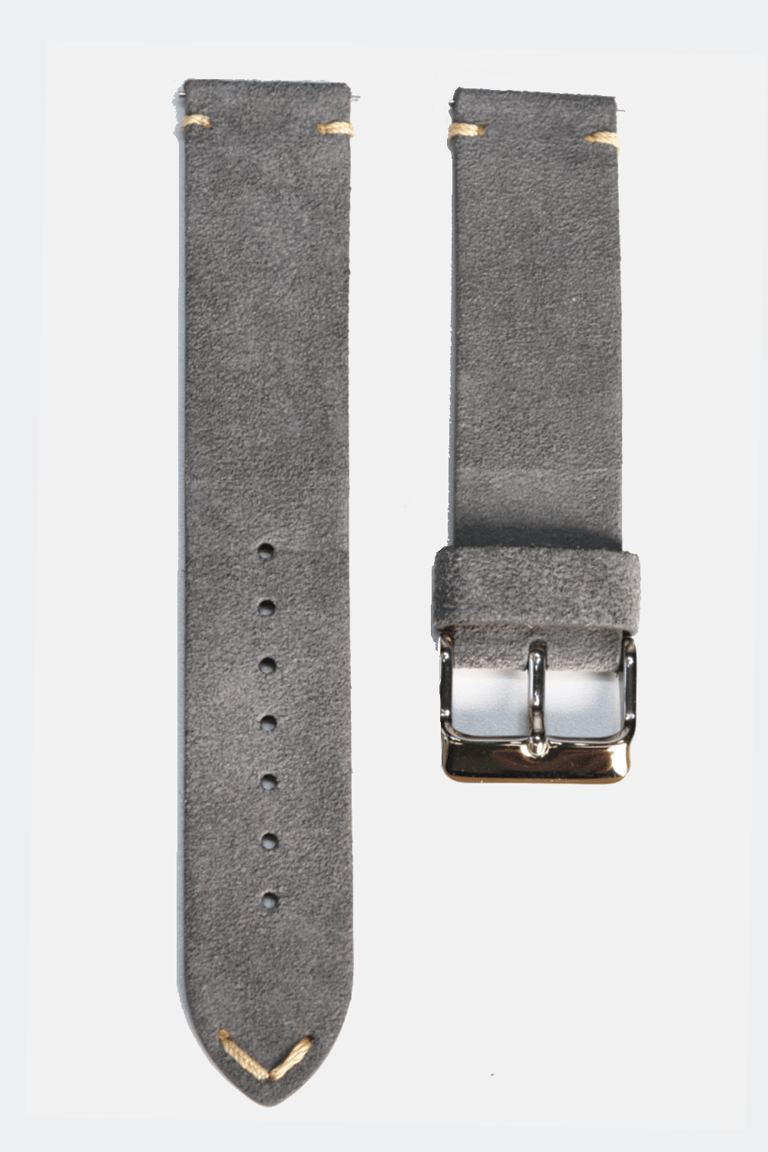 18mm // 20mm Gray Suede Leather Traditional 2pcs Strap - Gray