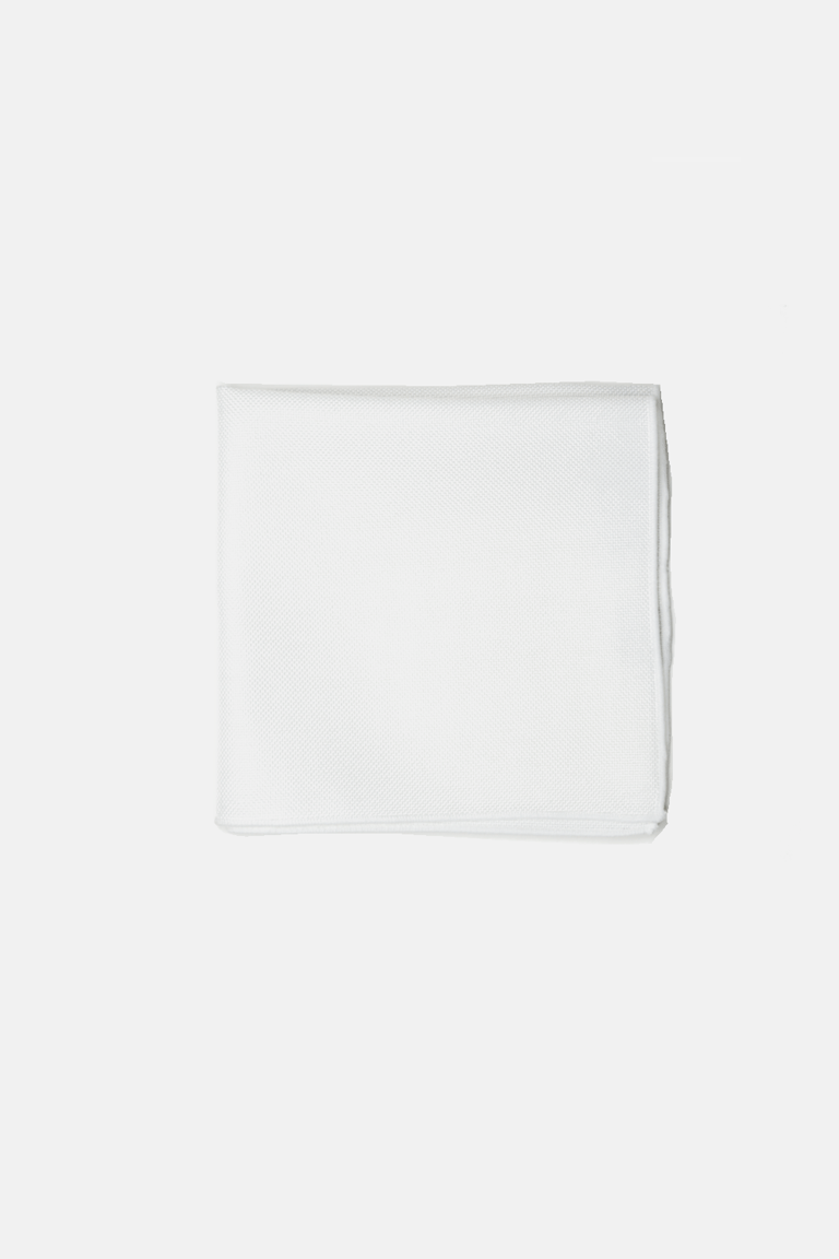 All White Linen Pocket Square - White