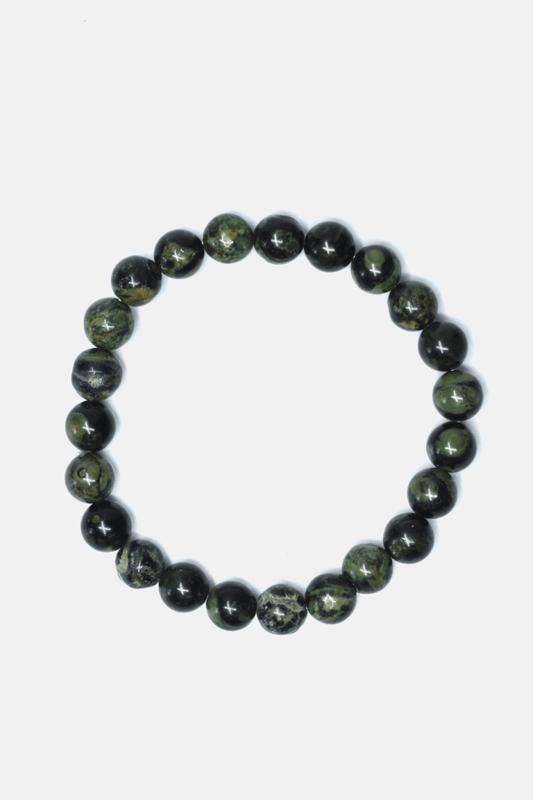 Allover Kambaba Jasper Stretch Beaded Bracelet - Green