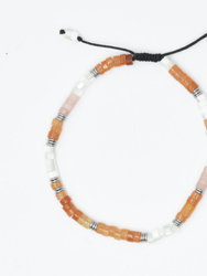 Amber Crystals + Pearls Beaded Bracelet