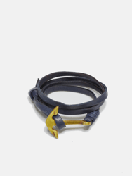 Anchor Navy Leather Wrap Bracelet - Black