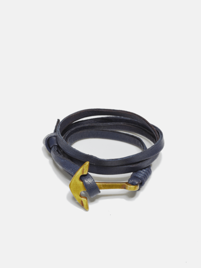 Curated Basics Anchor Navy Leather Wrap Bracelet product