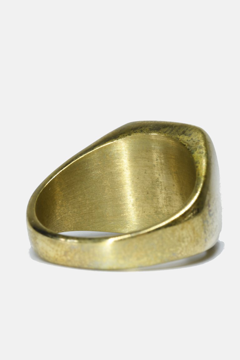 Antique Brass Square Striped Ring