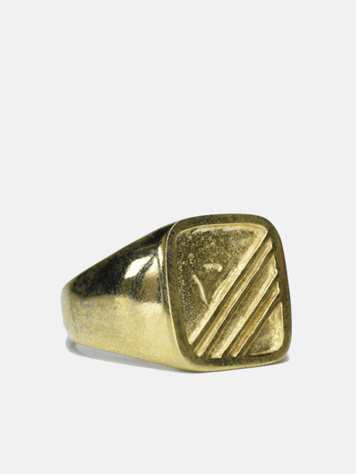 Curated Basics Antique Brass Square Striped Ring product