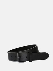 Black Leather on Black Buckle Belt - Black