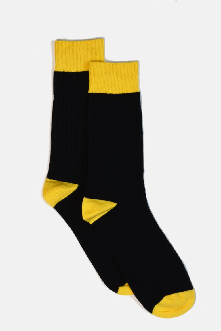 Black Ribbed Socks - Black