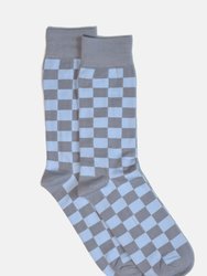 Blue Checker Socks - Blue