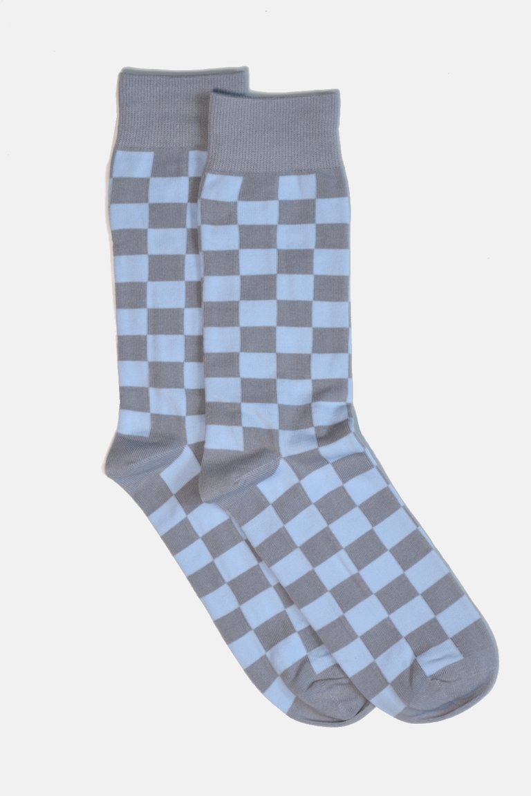 Blue Checker Socks - Blue