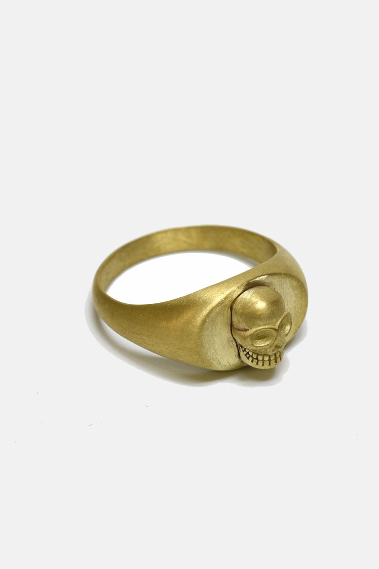 Brass Skull Ring - Gold