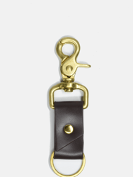 Brown Leather Keychain - Brown/Brass