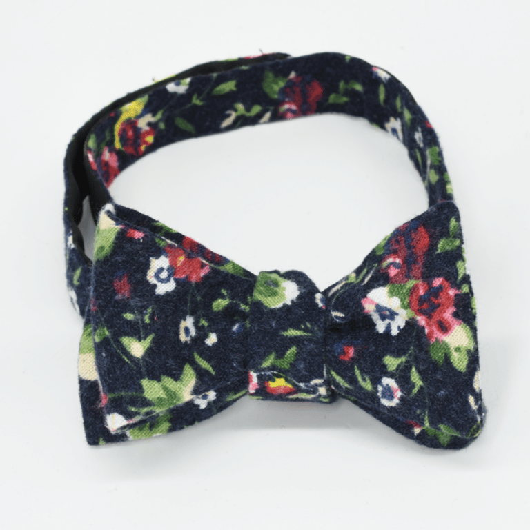 Dark Navy Floral Bow Tie - Dark Navy Floral