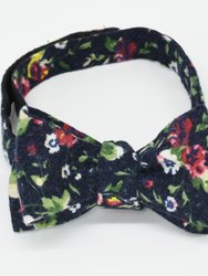 Dark Navy Floral Bow Tie - Dark Navy Floral