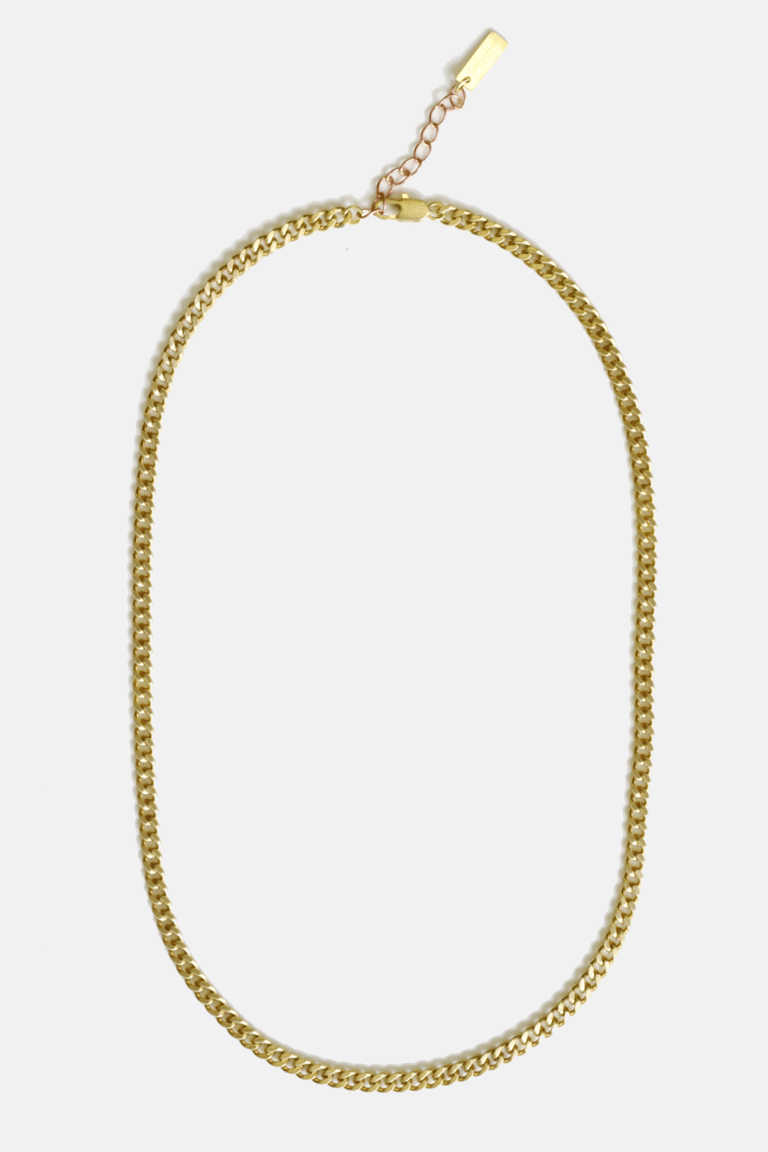 Flat Curb Chain Necklace - Brass